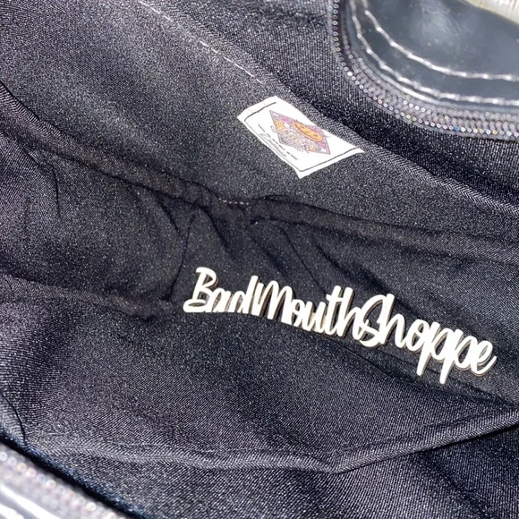 *Love Pain and Stitches Pink Metallic CREEP Heart Valloween Crossbody Purse - Picture 7 of 8